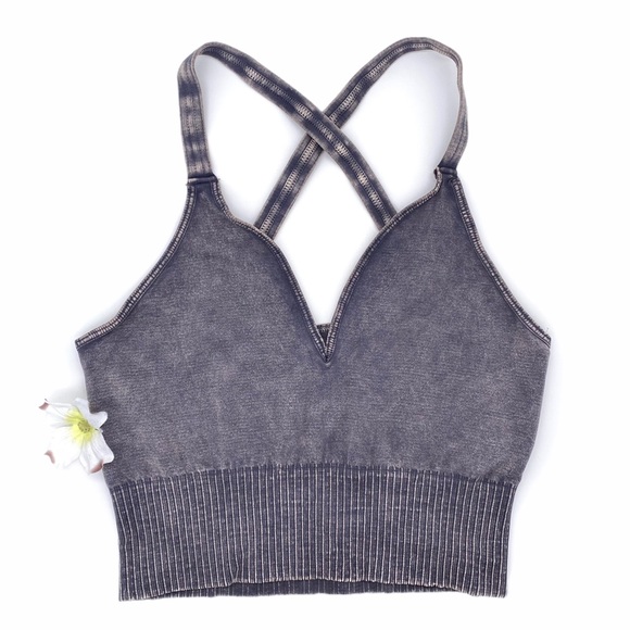 NEW Free People Good Karma Crop Tank in Graphite, M/LG - Picture 6 of 13